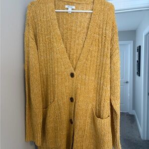 Nine West Yellow Cardigan Sweater Classic Knit